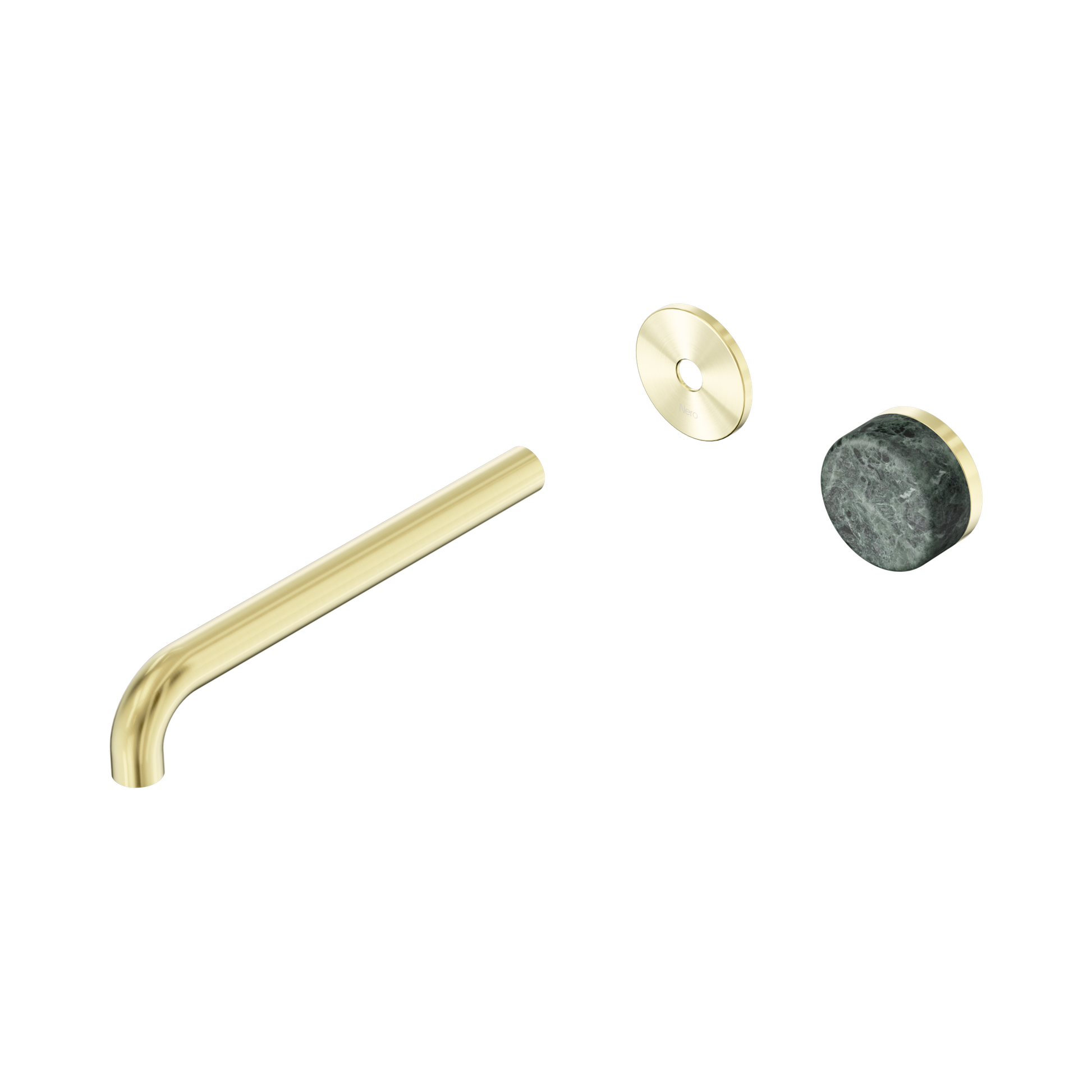 Nero Serenity Progressive Wall Basin Mixer 220mm Spout With Verde Alpi Handle Trim Kit Only, Brushed Gold
