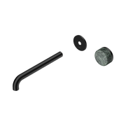 Nero Serenity Progressive Wall Basin Mixer 220mm Spout With Verde Alpi Handle Trim Kit Only, Matte Black