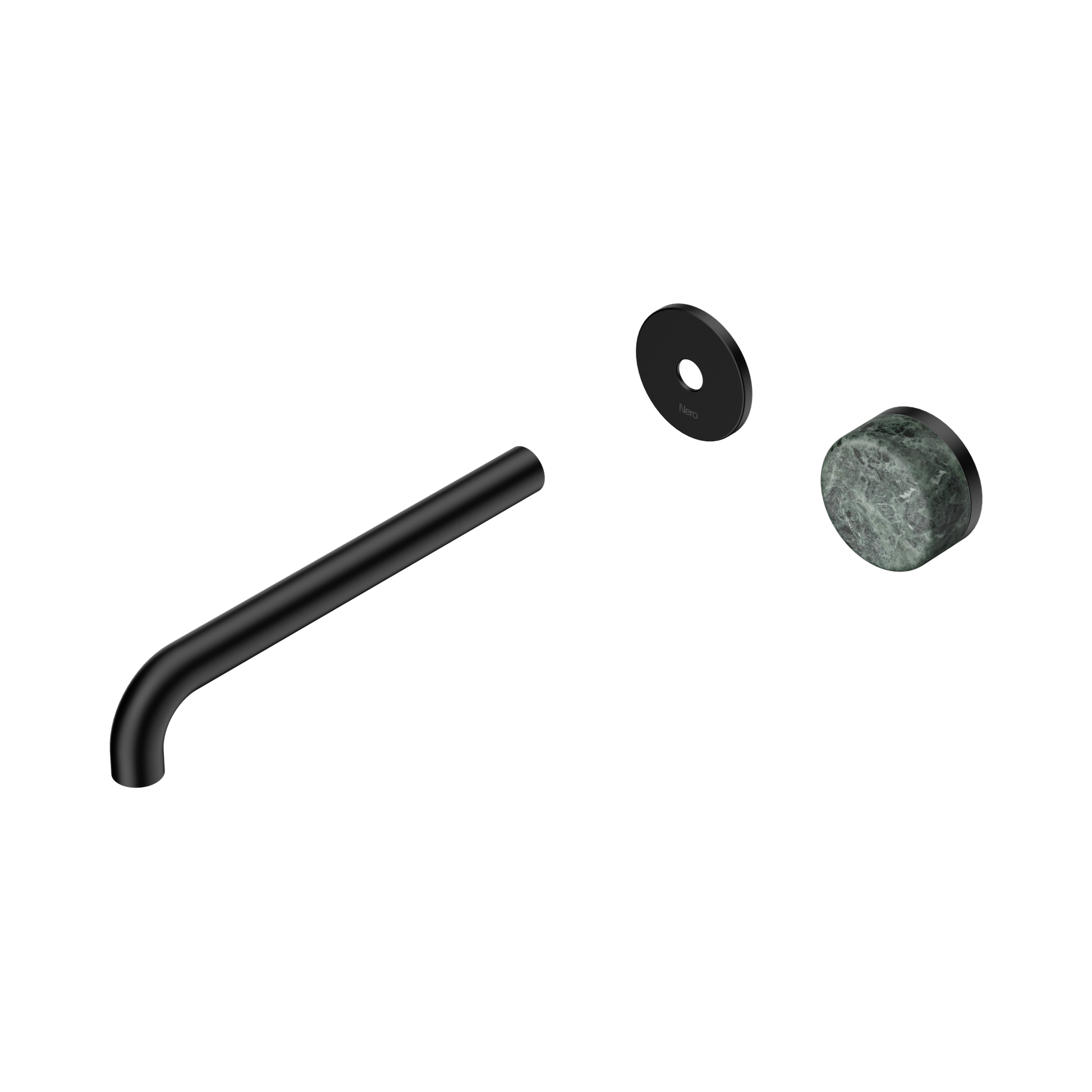 Nero Serenity Progressive Wall Basin Mixer 220mm Spout With Verde Alpi Handle Trim Kit Only, Matte Black