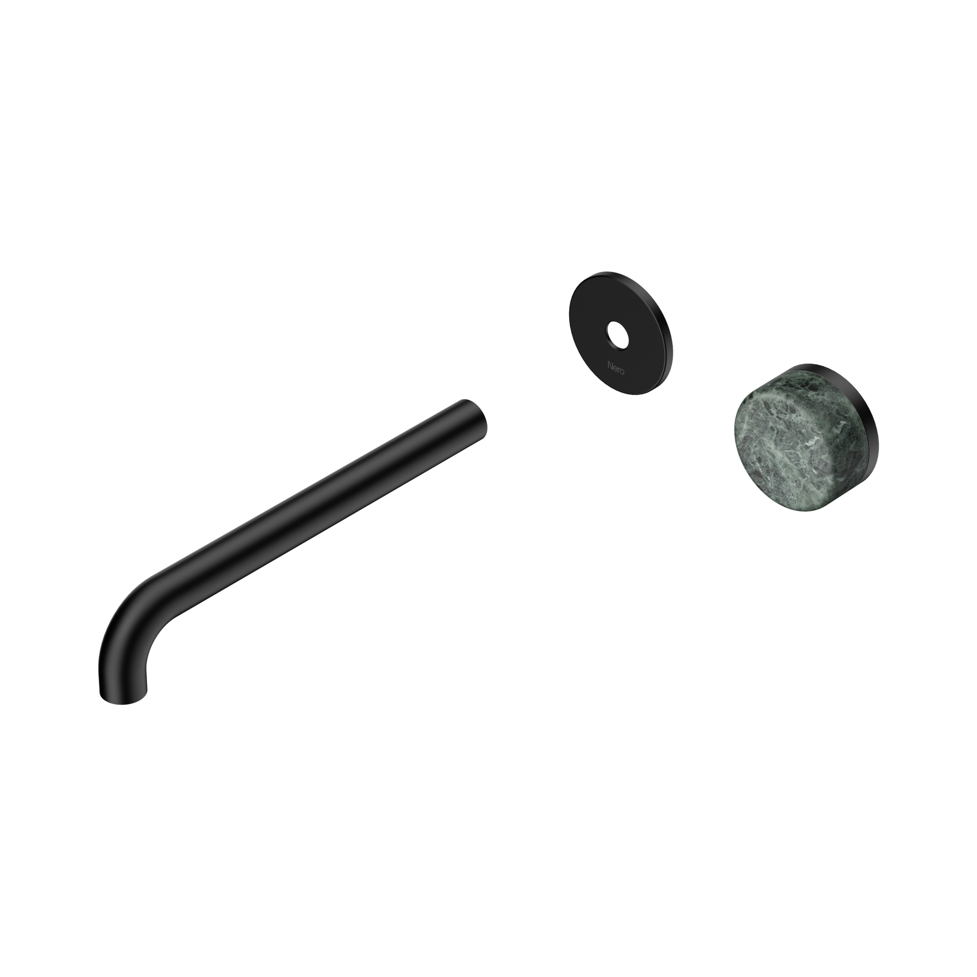Nero Serenity Progressive Wall Basin Mixer 220mm Spout With Verde Alpi Handle Trim Kit Only, Matte Black