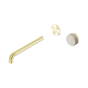 Nero Serenity Progressive Wall Basin Mixer 220mm Spout With Rome Travertine Handle Trim Kit Only, Brushed Gold
