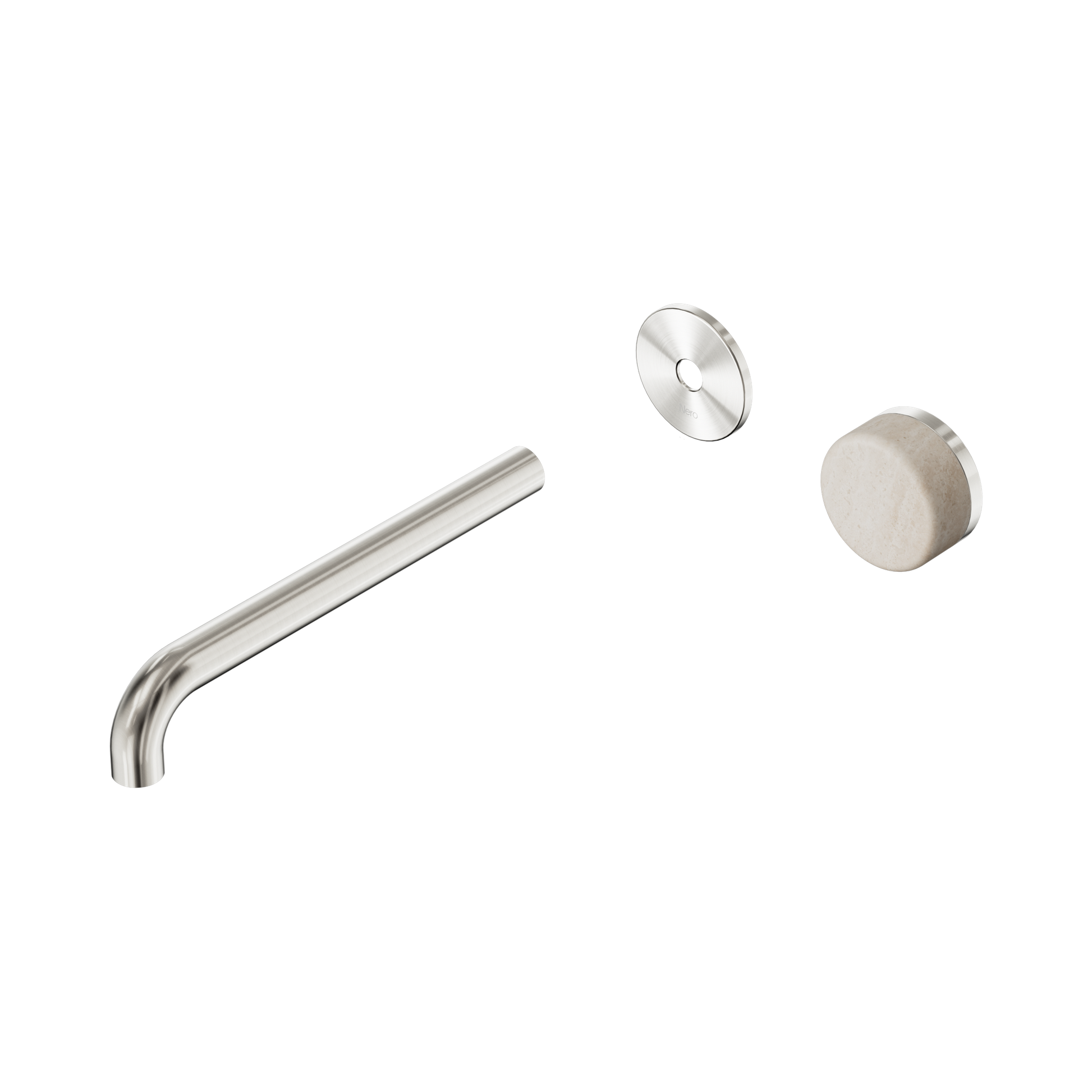 Nero Serenity Progressive Wall Basin Mixer 220mm Spout With Rome Travertine Handle Trim Kit Only, Brushed Nickel