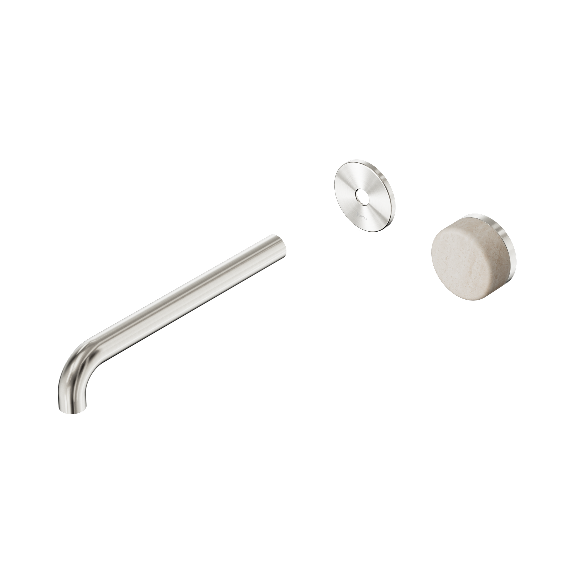 Nero Serenity Progressive Wall Basin Mixer 220mm Spout With Rome Travertine Handle Trim Kit Only, Brushed Nickel