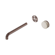 Nero Serenity Progressive Wall Basin Mixer 220mm Spout With Rome Travertine Handle Trim Kit Only, Brushed Bronze