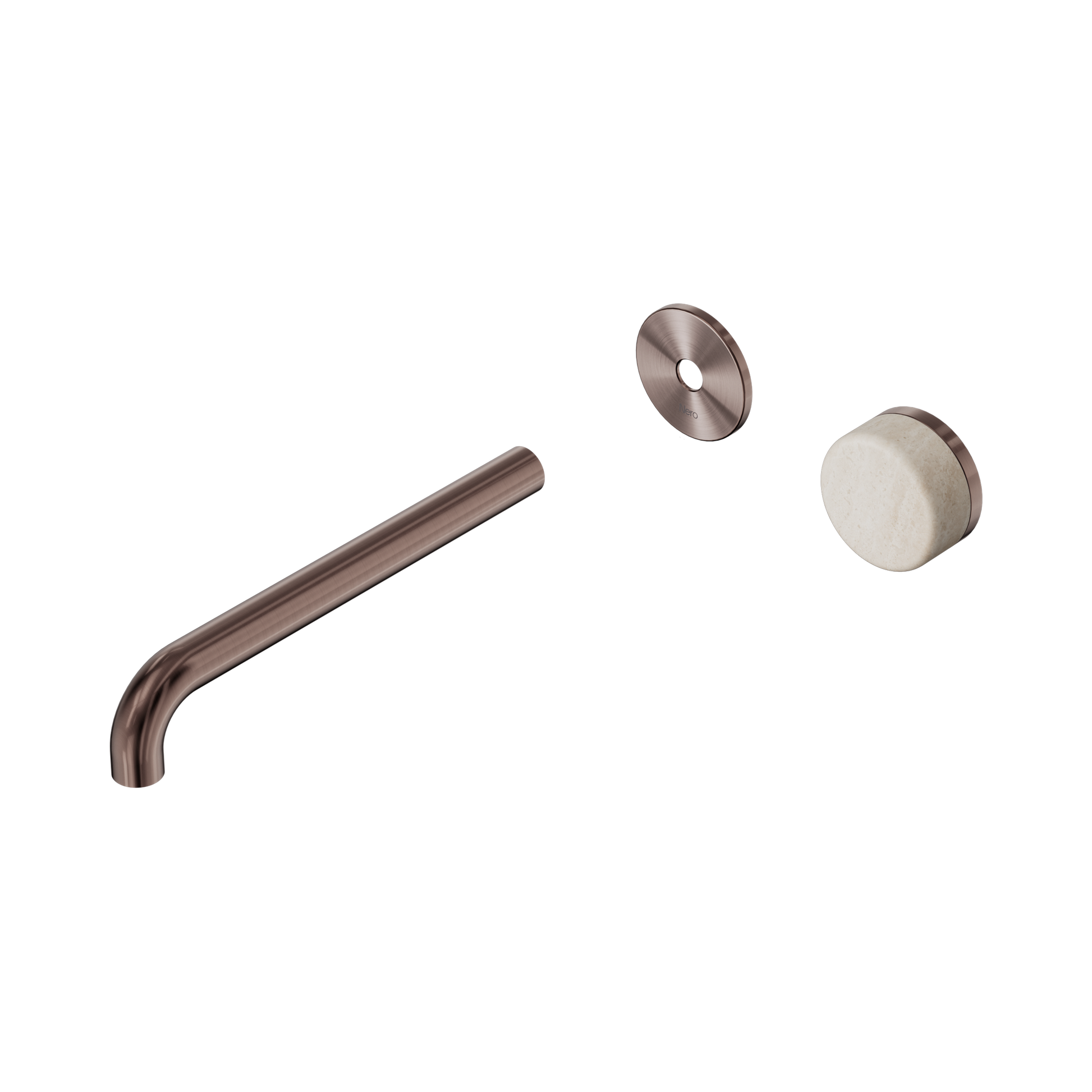 Nero Serenity Progressive Wall Basin Mixer 220mm Spout With Rome Travertine Handle Trim Kit Only, Brushed Bronze