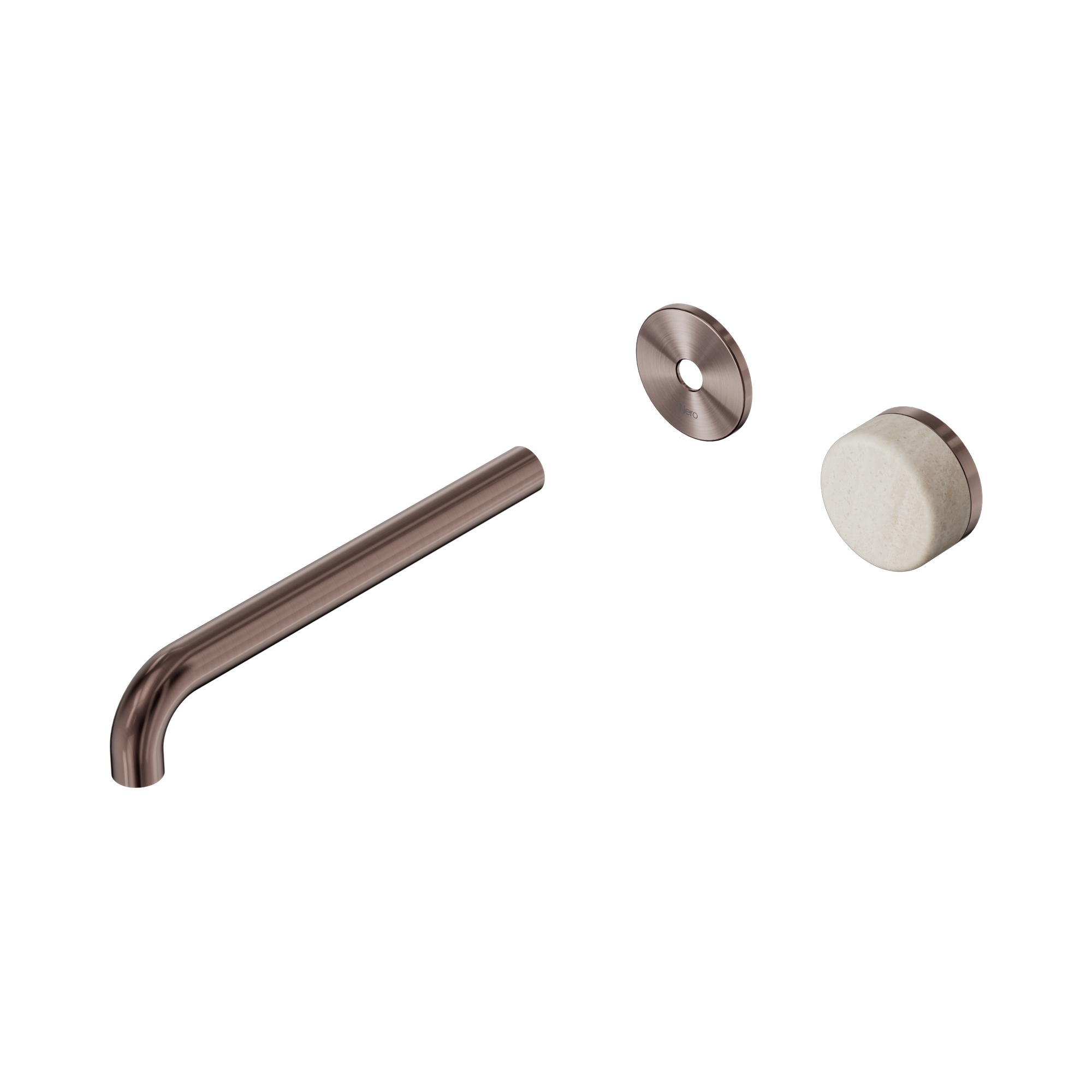 Nero Serenity Progressive Wall Basin Mixer 220mm Spout With Rome Travertine Handle Trim Kit Only, Brushed Bronze