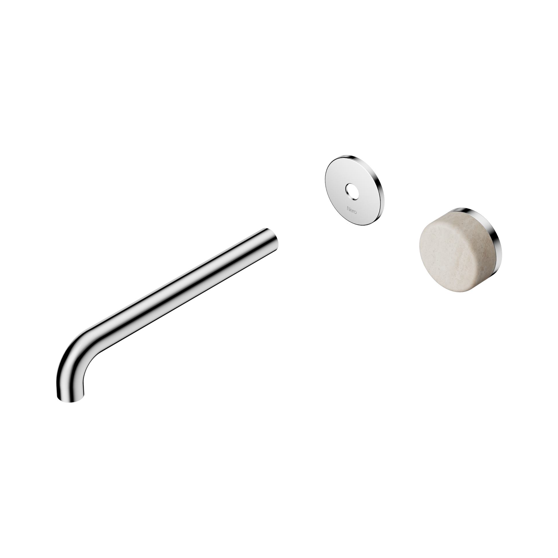 Nero Serenity Progressive Wall Basin Mixer 220mm Spout With Rome Travertine Handle Trim Kit Only, Chrome