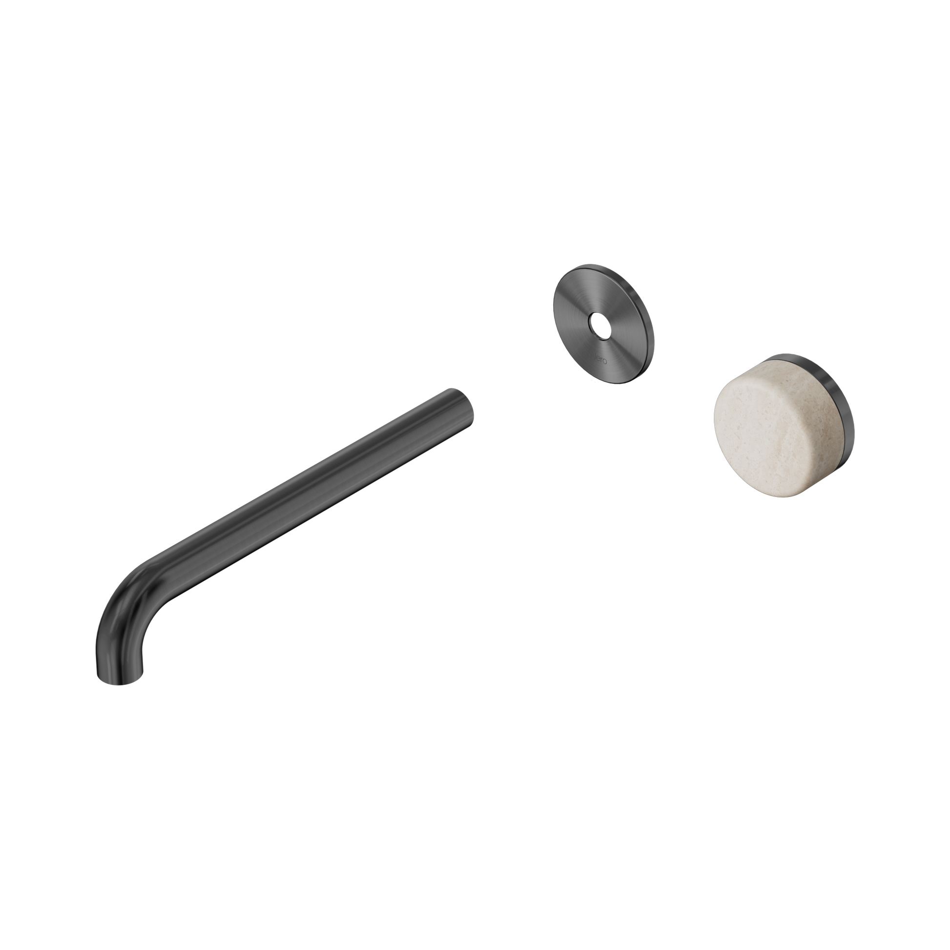 Nero Serenity Progressive Wall Basin Mixer 220mm Spout With Rome Travertine Handle Trim Kit Only, Gun Metal