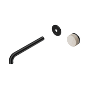 Nero Serenity Progressive Wall Basin Mixer 220mm Spout With Rome Travertine Handle Trim Kit Only, Matte Black