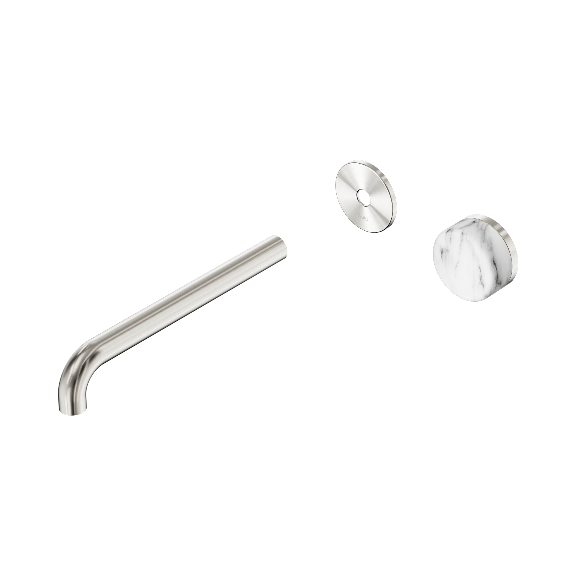 Nero Serenity Progressive Wall Basin Mixer 220mm Spout With Arabescato Corchia Handle Trim Kit Only, Brushed Nickel