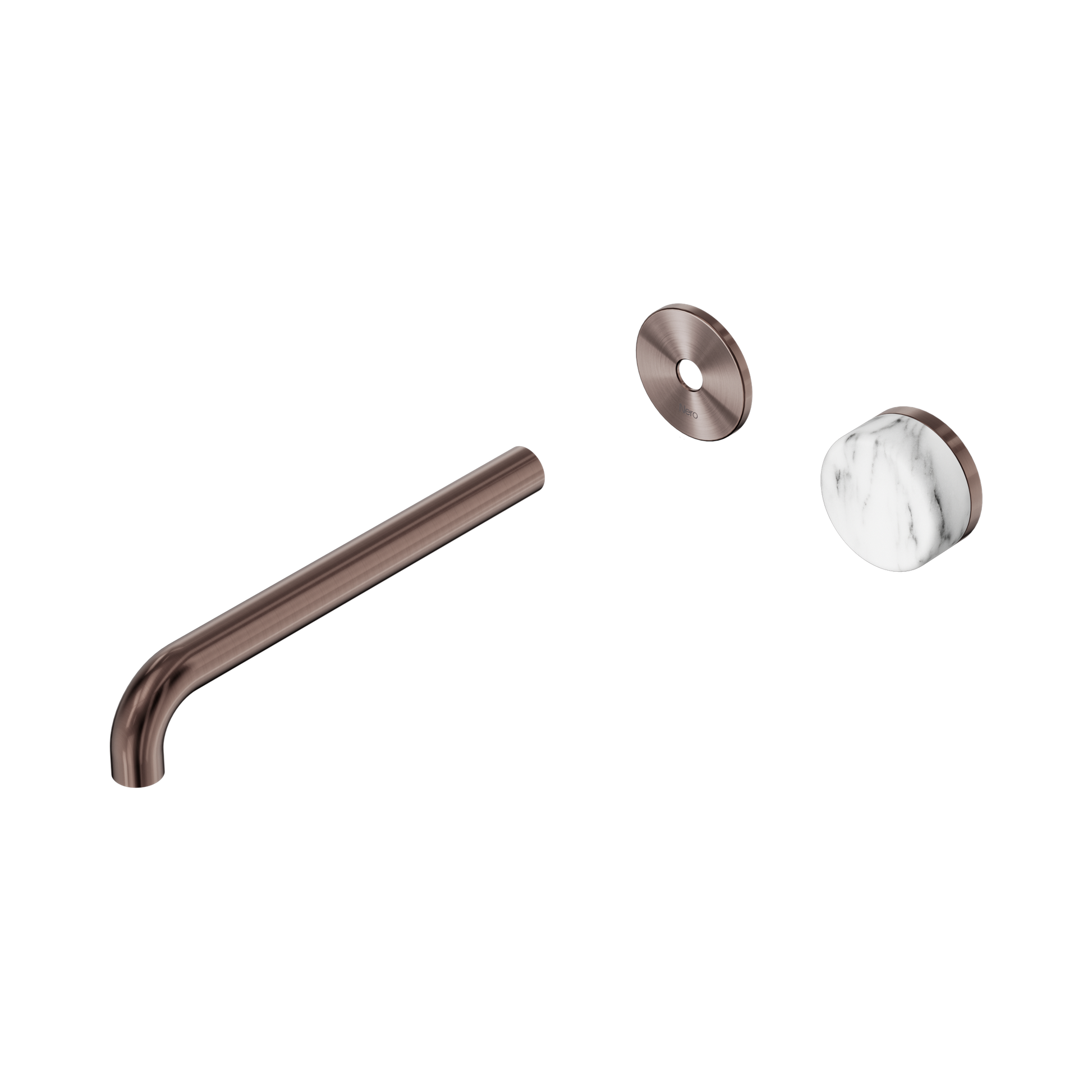 Nero Serenity Progressive Wall Basin Mixer 220mm Spout With Arabescato Corchia Handle Trim Kit Only, Brushed Bronze
