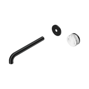 Nero Serenity Progressive Wall Basin Mixer 220mm Spout With Arabescato Corchia Handle Trim Kit Only, Matte Black