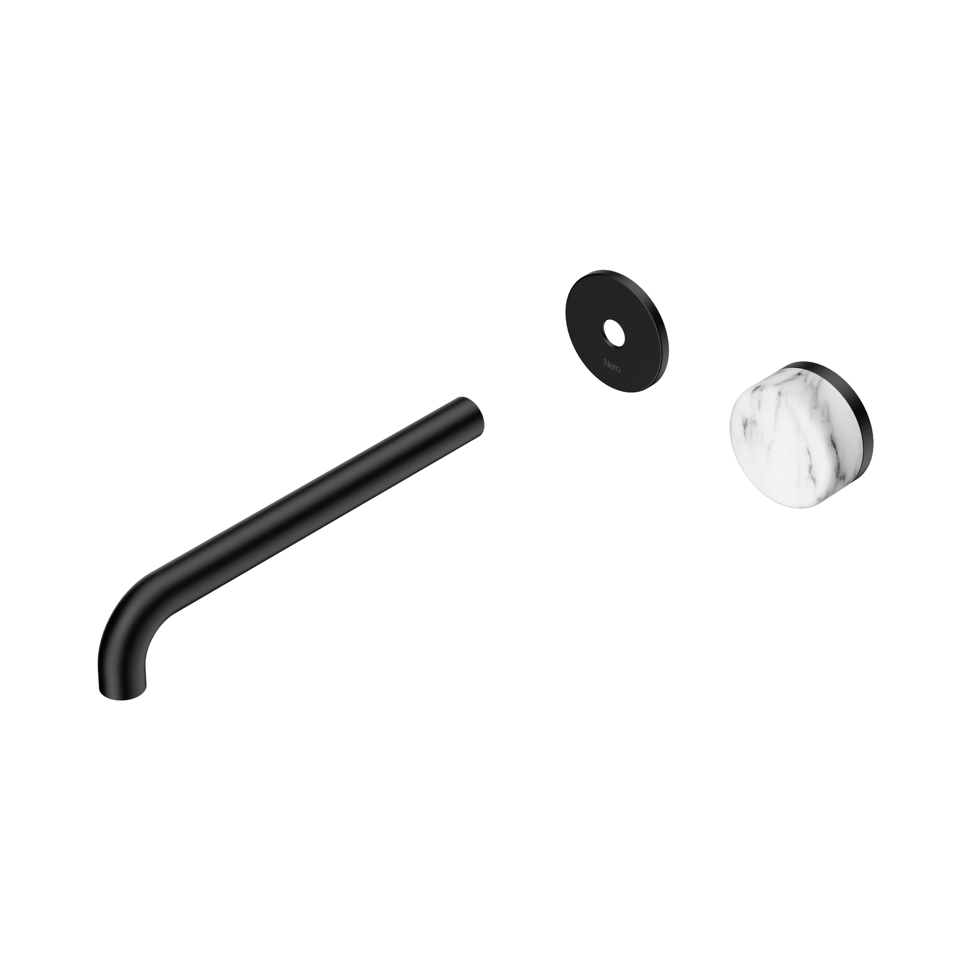 Nero Serenity Progressive Wall Basin Mixer 220mm Spout With Arabescato Corchia Handle Trim Kit Only, Matte Black