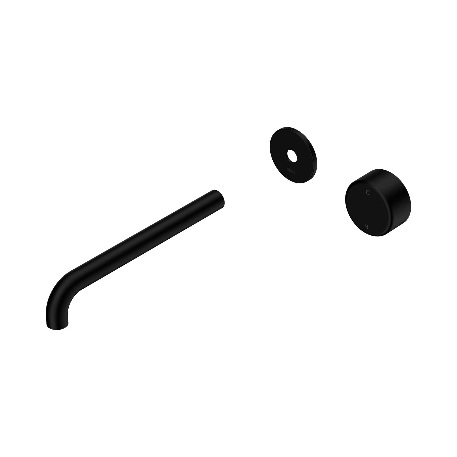 Nero Serenity Progressive Wall Basin Mixer 220mm Spout With Metal Handle Trim Kit Only, Matte Black