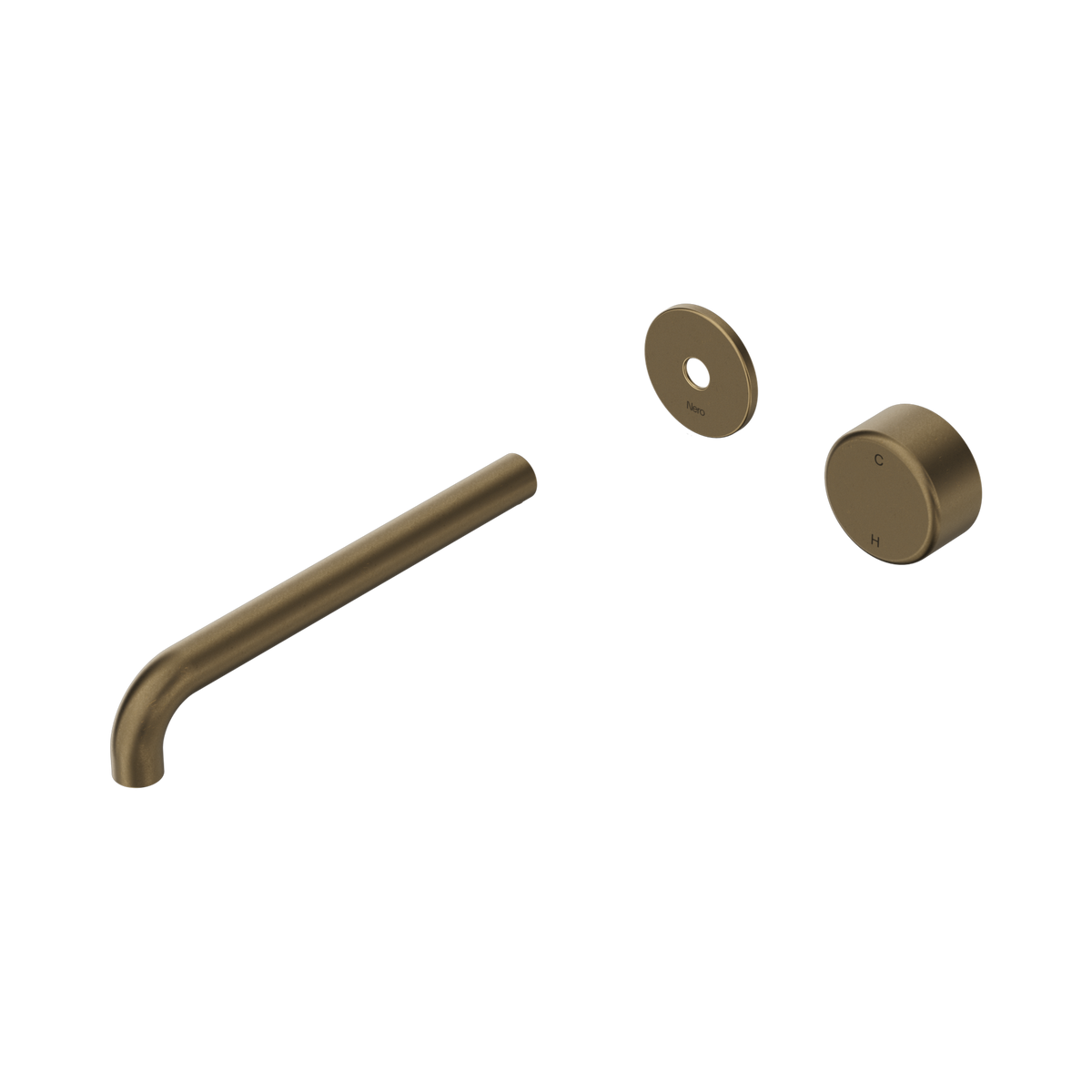 Nero Serenity Progressive Wall Basin Mixer 220mm Spout With Metal Handle Trim Kit Only, Tumbled Antique Brass