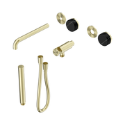 Nero Serenity Progressive Shower System With Spout With Marquina Black Handle And Slim Shower Trim Kit Only, Brushed Gold