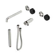 Nero Serenity Progressive Shower System With Spout With Marquina Black Handle And Slim Shower Trim Kit Only, Brushed Nickel