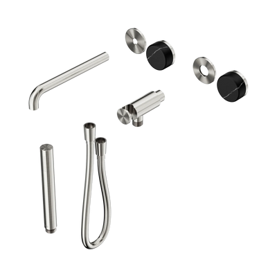 Nero Serenity Progressive Shower System With Spout With Marquina Black Handle And Slim Shower Trim Kit Only, Brushed Nickel
