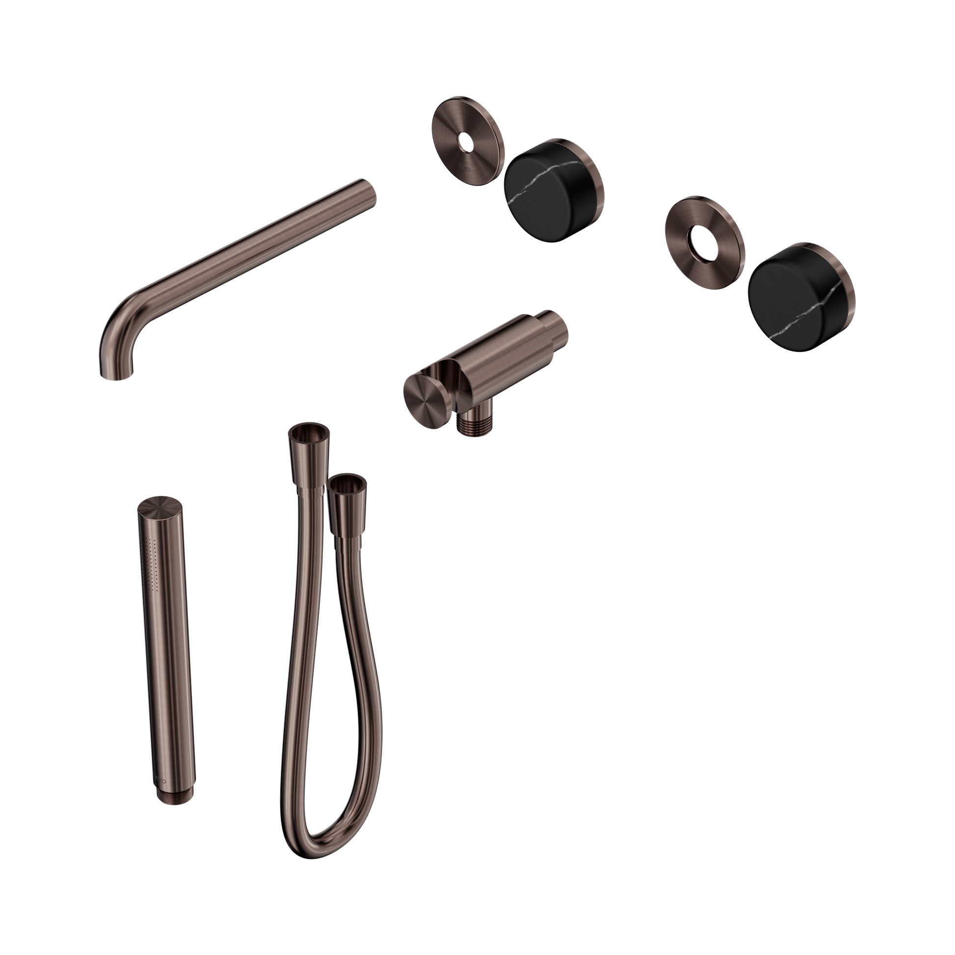 Nero Serenity Progressive Shower System With Spout With Marquina Black Handle And Slim Shower Trim Kit Only, Brushed Bronze