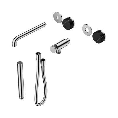Nero Serenity Progressive Shower System With Spout With Marquina Black Handle And Slim Shower Trim Kit Only, Chrome