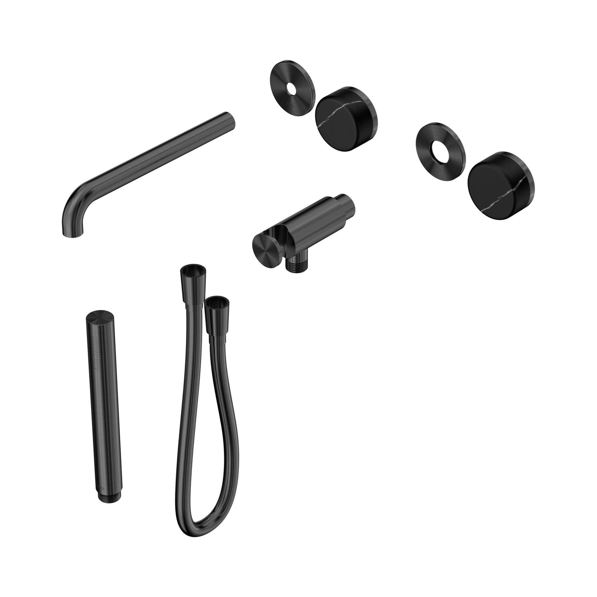 Nero Serenity Progressive Shower System With Spout With Marquina Black Handle And Slim Shower Trim Kit Only, Gun Metal
