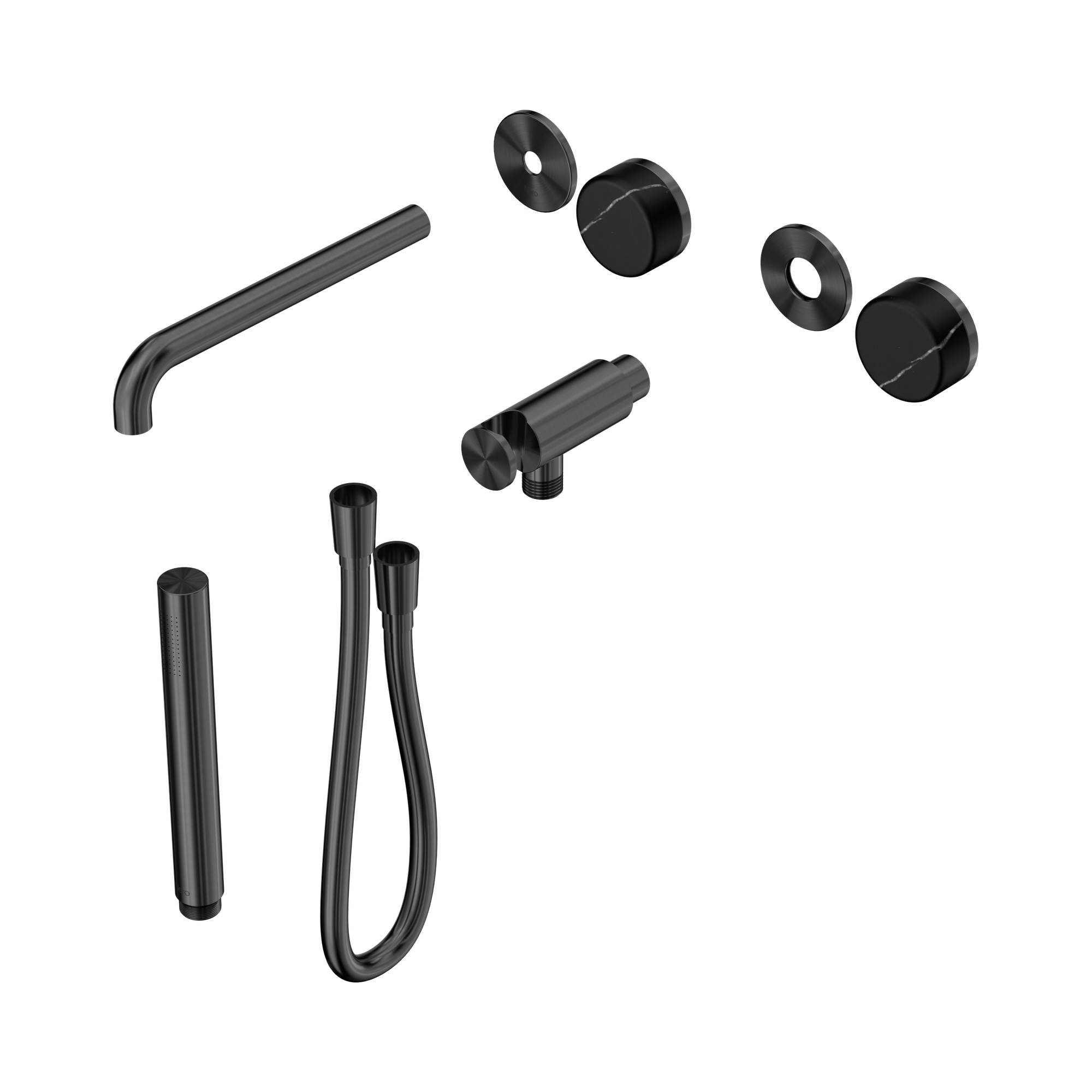 Nero Serenity Progressive Shower System With Spout With Marquina Black Handle And Slim Shower Trim Kit Only, Gun Metal