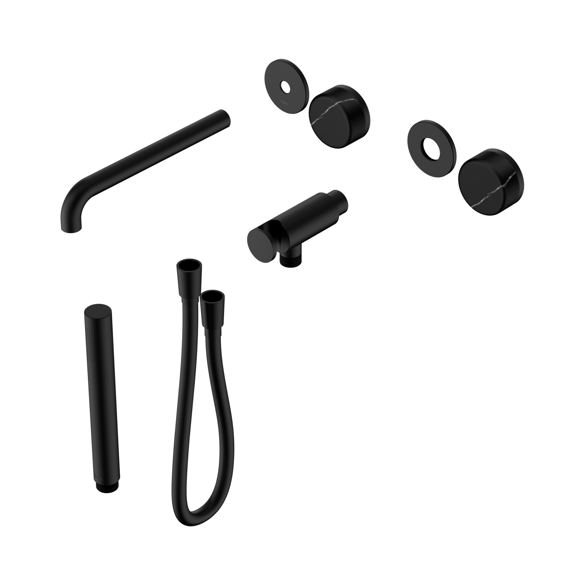 Nero Serenity Progressive Shower System With Spout With Marquina Black Handle And Slim Shower Trim Kit Only, Matte Black