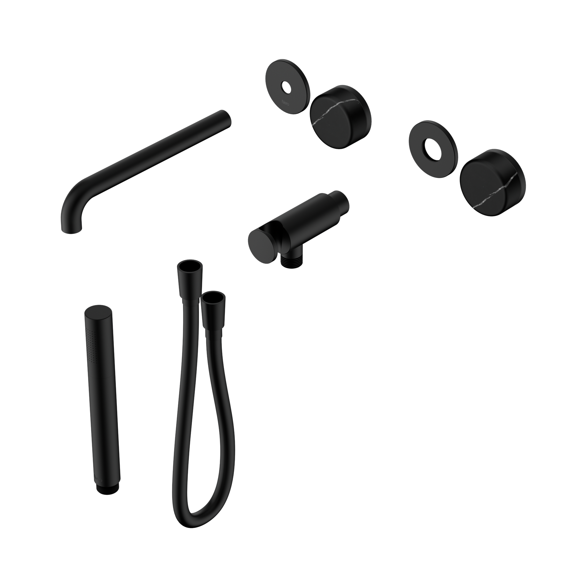 Nero Serenity Progressive Shower System With Spout With Marquina Black Handle And Slim Shower Trim Kit Only, Matte Black