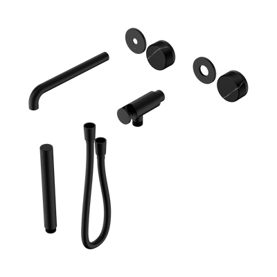 Nero Serenity Progressive Shower System With Spout With Marquina Black Handle And Slim Shower Trim Kit Only, Matte Black