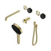Nero Serenity Progressive Shower System With Spout With Marquina Black Handle And Serenity Hand Shower Trim Kit Only, Brushed Gold