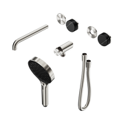 Nero Serenity Progressive Shower System With Spout With Marquina Black Handle And Serenity Hand Shower Trim Kit Only, Brushed Nickel