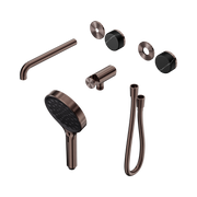 Nero Serenity Progressive Shower System With Spout With Marquina Black Handle And Serenity Hand Shower Trim Kit Only, Brushed Bronze