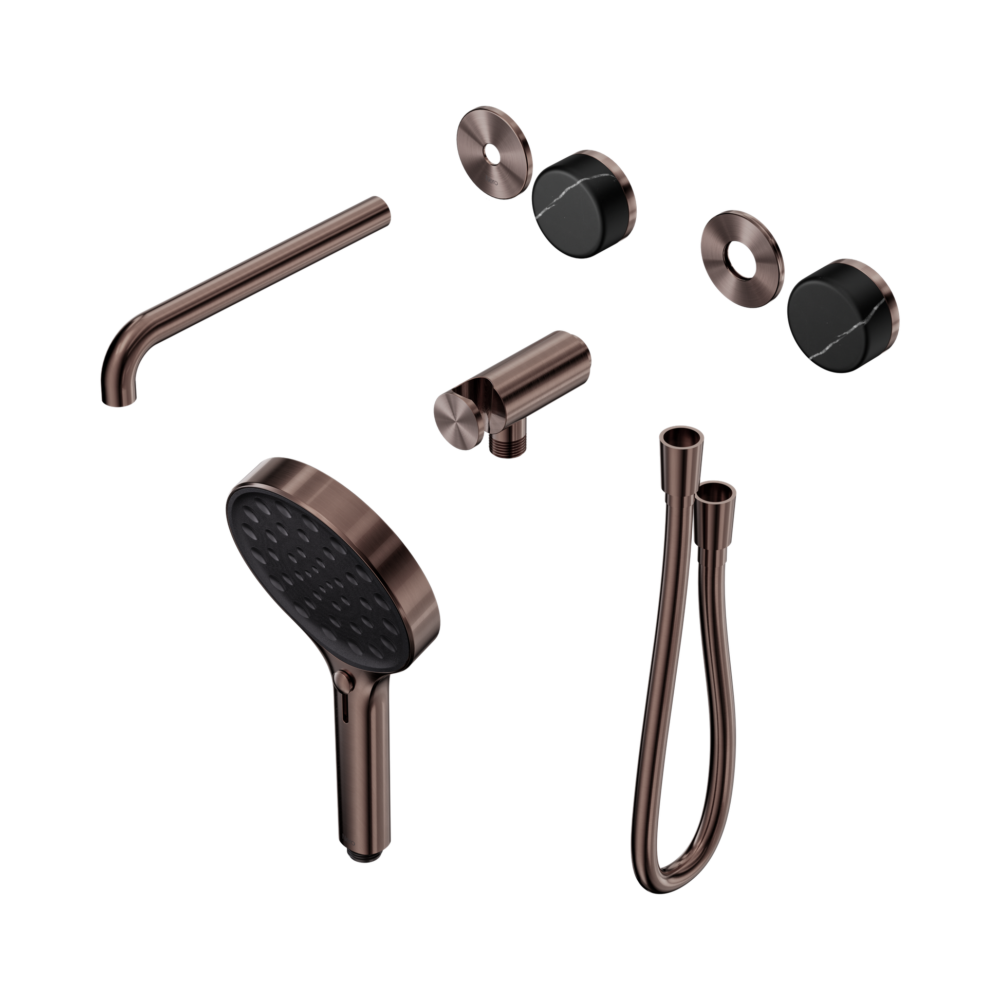 Nero Serenity Progressive Shower System With Spout With Marquina Black Handle And Serenity Hand Shower Trim Kit Only, Brushed Bronze