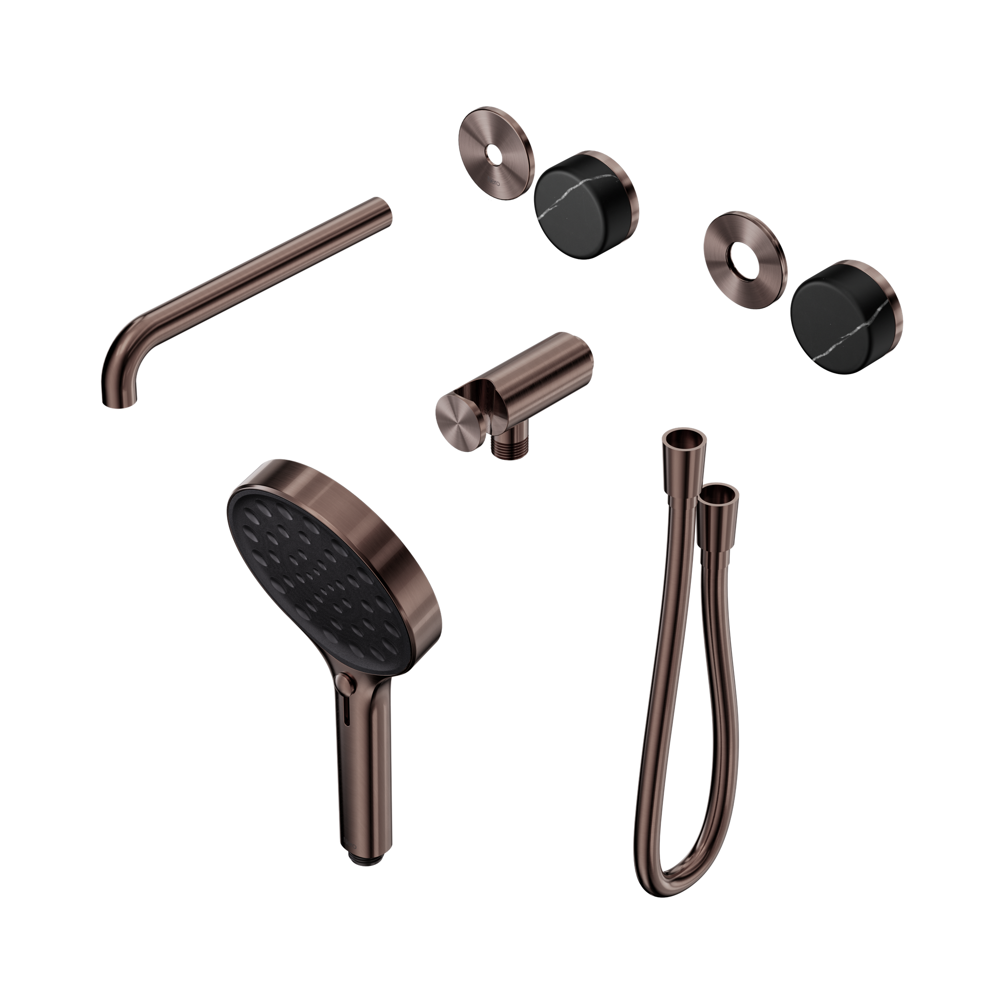 Nero Serenity Progressive Shower System With Spout With Marquina Black Handle And Serenity Hand Shower Trim Kit Only, Brushed Bronze