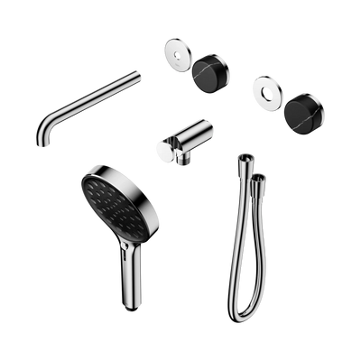 Nero Serenity Progressive Shower System With Spout With Marquina Black Handle And Serenity Hand Shower Trim Kit Only, Chrome