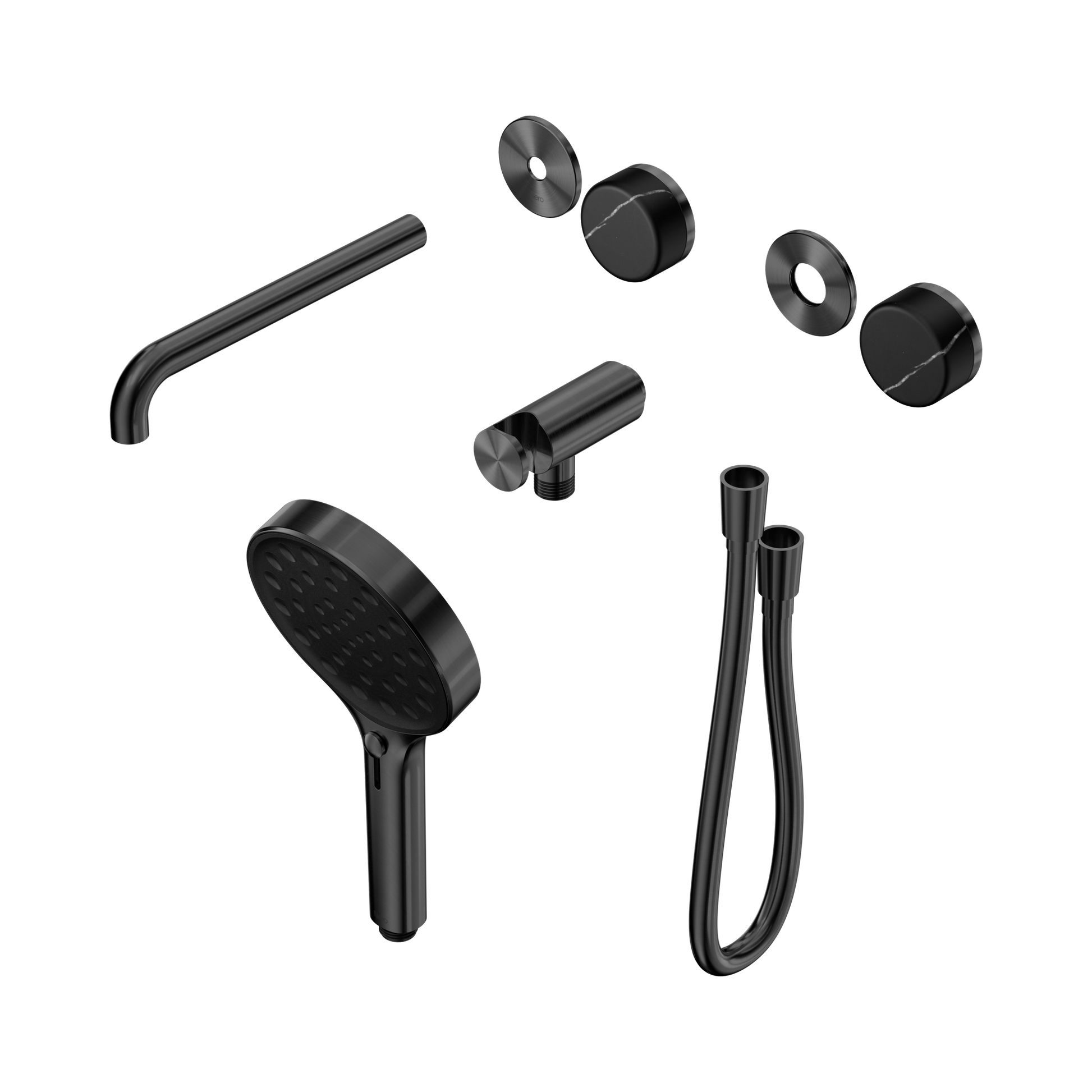Nero Serenity Progressive Shower System With Spout With Marquina Black Handle And Serenity Hand Shower Trim Kit Only, Gun Metal