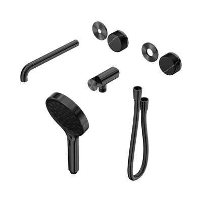 Nero Serenity Progressive Shower System With Spout With Marquina Black Handle And Serenity Hand Shower Trim Kit Only, Gun Metal