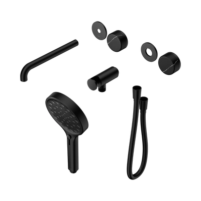 Nero Serenity Progressive Shower System With Spout With Marquina Black Handle And Serenity Hand Shower Trim Kit Only, Matte Black