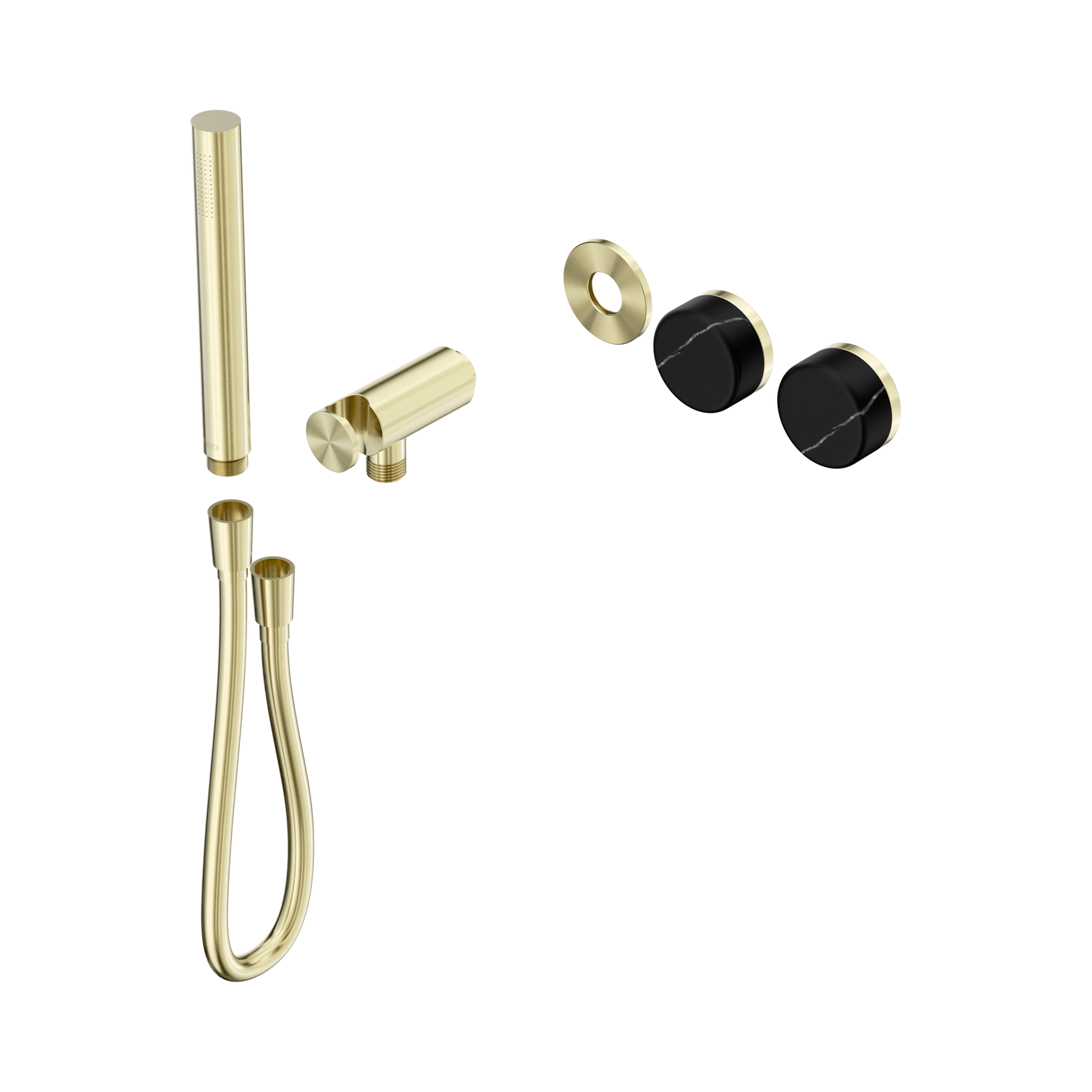 Nero Serenity Progressive Shower System With Marquina Black Handle And Slim Shower Trim Kit Only, Brushed Gold
