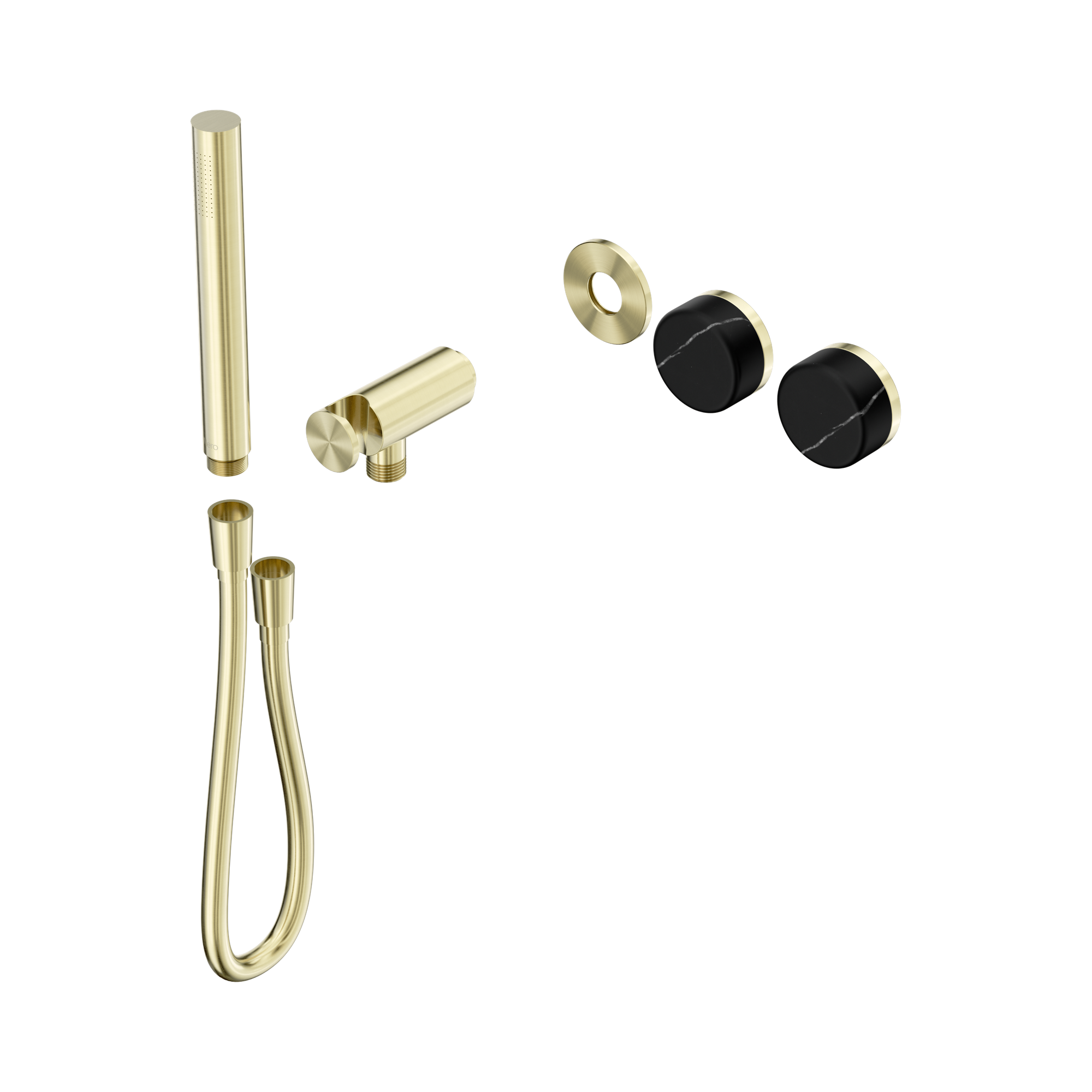 Nero Serenity Progressive Shower System With Marquina Black Handle And Slim Shower Trim Kit Only, Brushed Gold