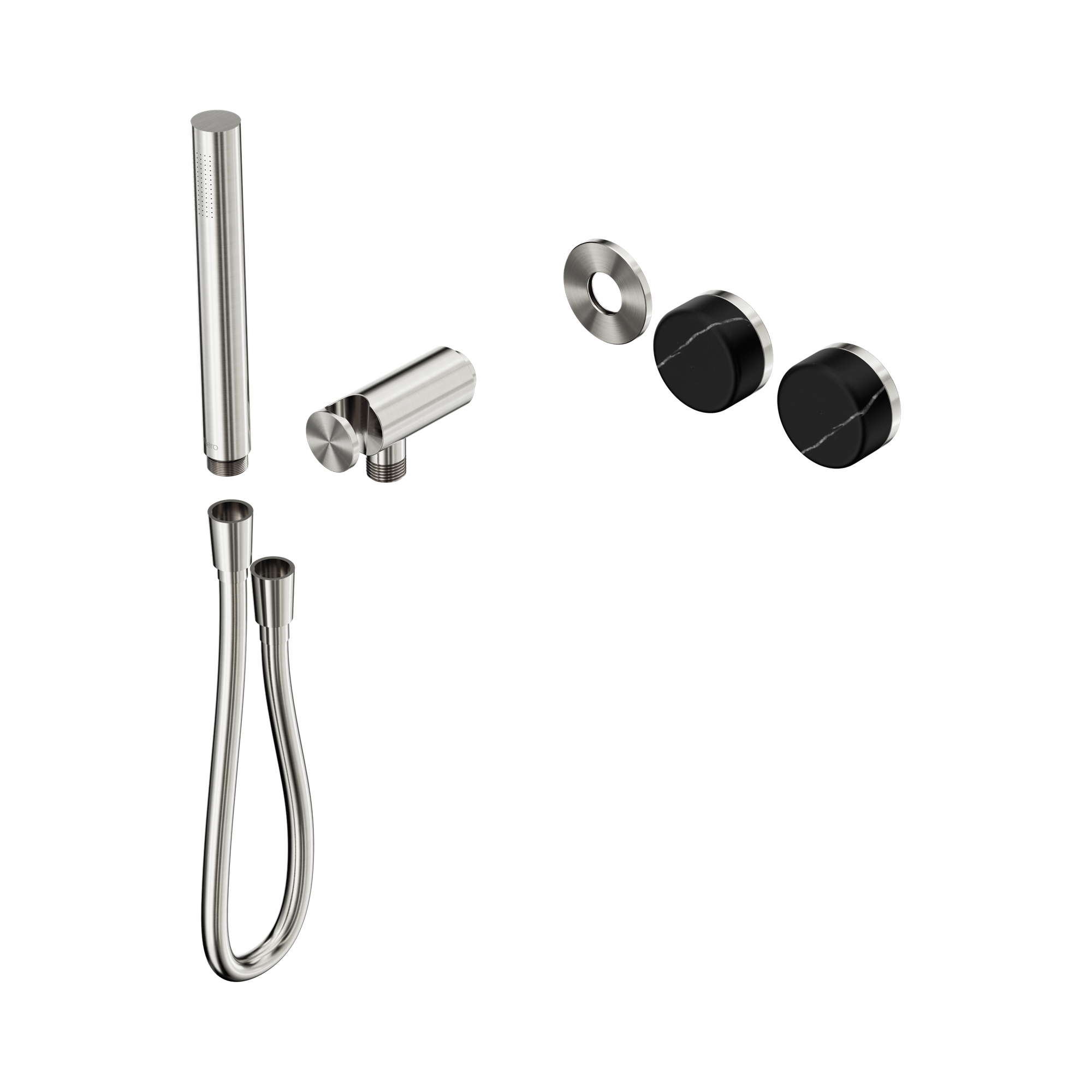 Nero Serenity Progressive Shower System With Marquina Black Handle And Slim Shower Trim Kit Only, Brushed Nickel