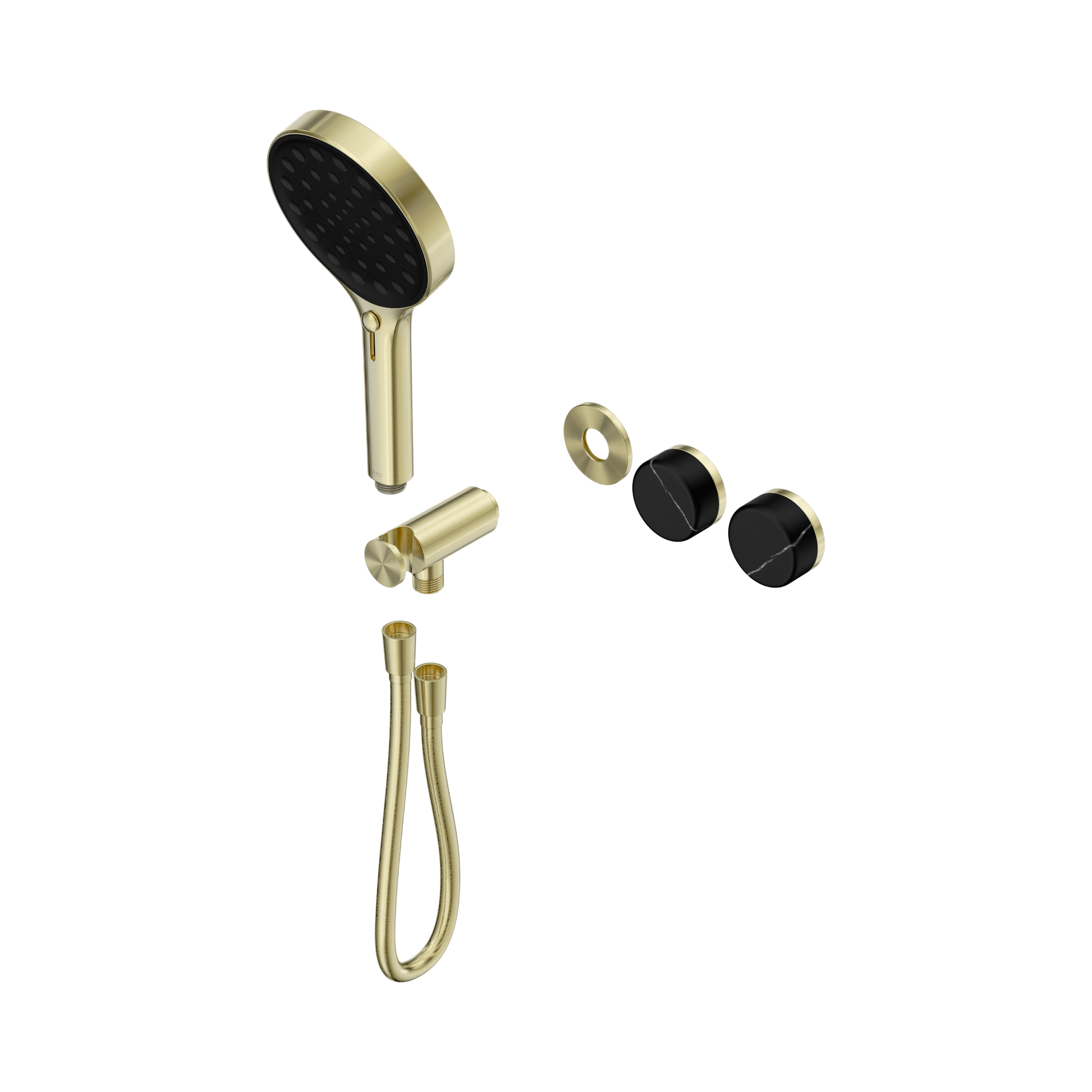 Nero Serenity Progressive Shower System With Marquina Black Handle And Serenity Hand Shower Trim Kit Only, Brushed Gold