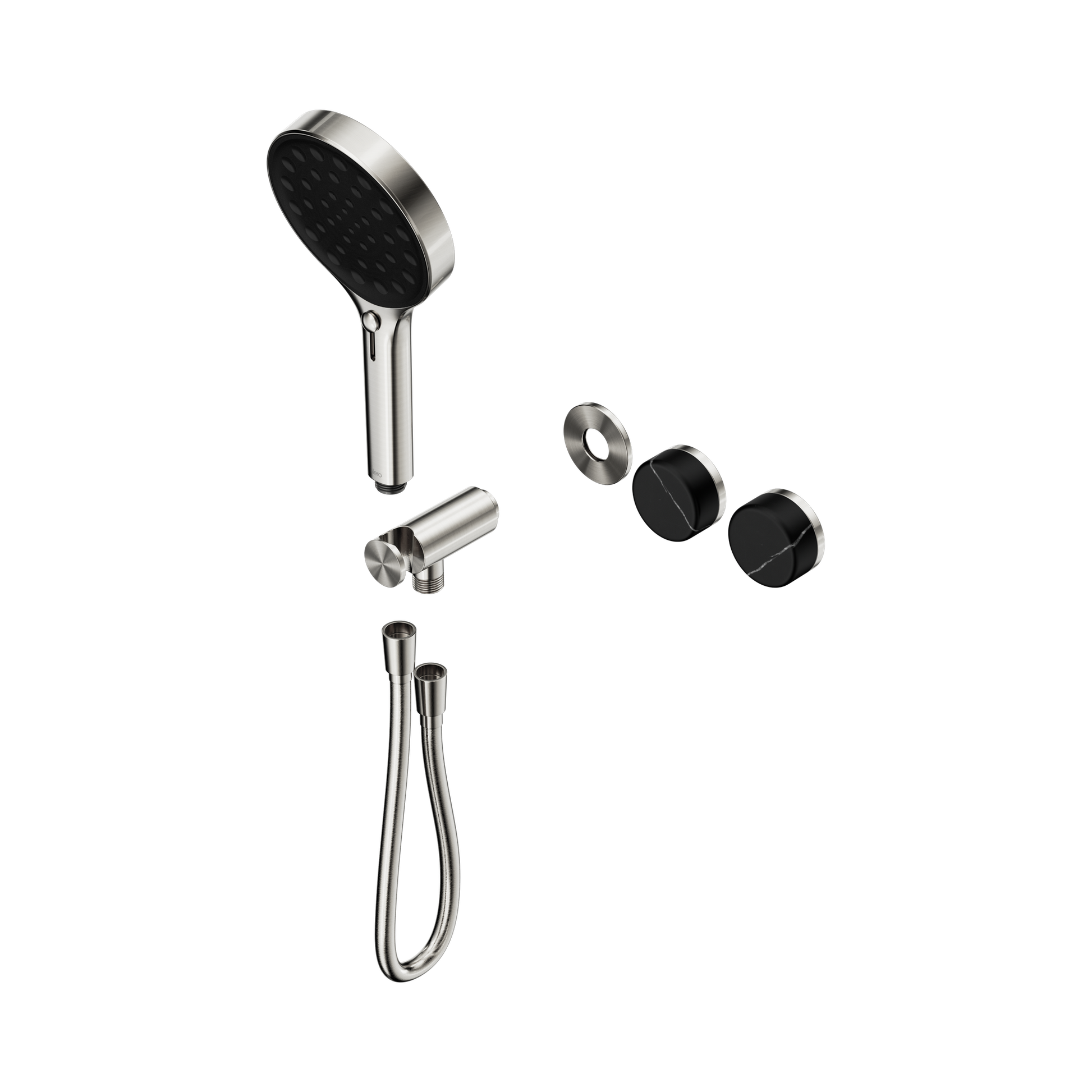 Nero Serenity Progressive Shower System With Marquina Black Handle And Serenity Hand Shower Trim Kit Only, Brushed Nickel