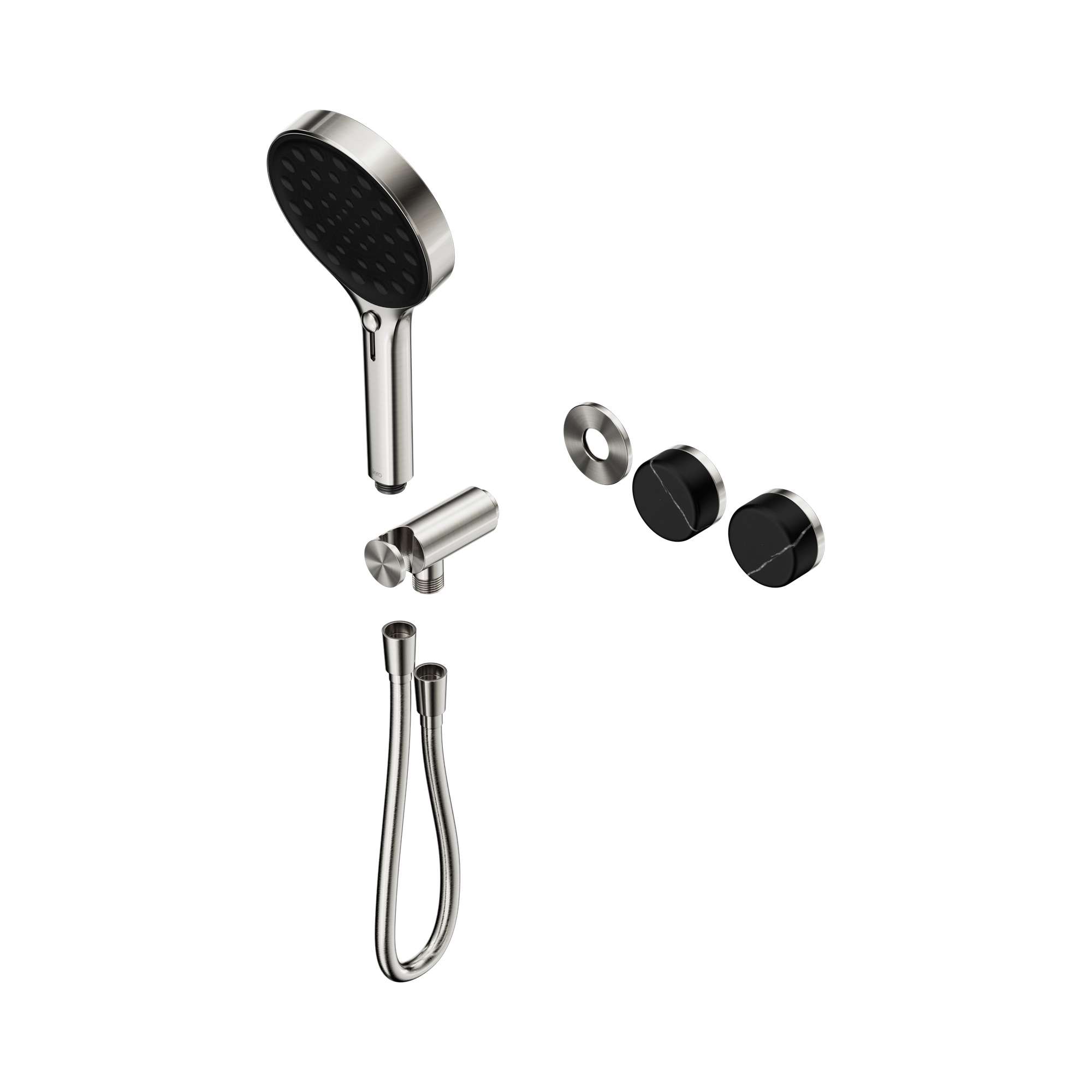 Nero Serenity Progressive Shower System With Marquina Black Handle And Serenity Hand Shower Trim Kit Only, Brushed Nickel