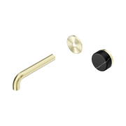Nero Serenity Progressive Wall Basin Mixer 160mm Spout With Marquina Black Handle Trim Kit Only, Brushed Gold