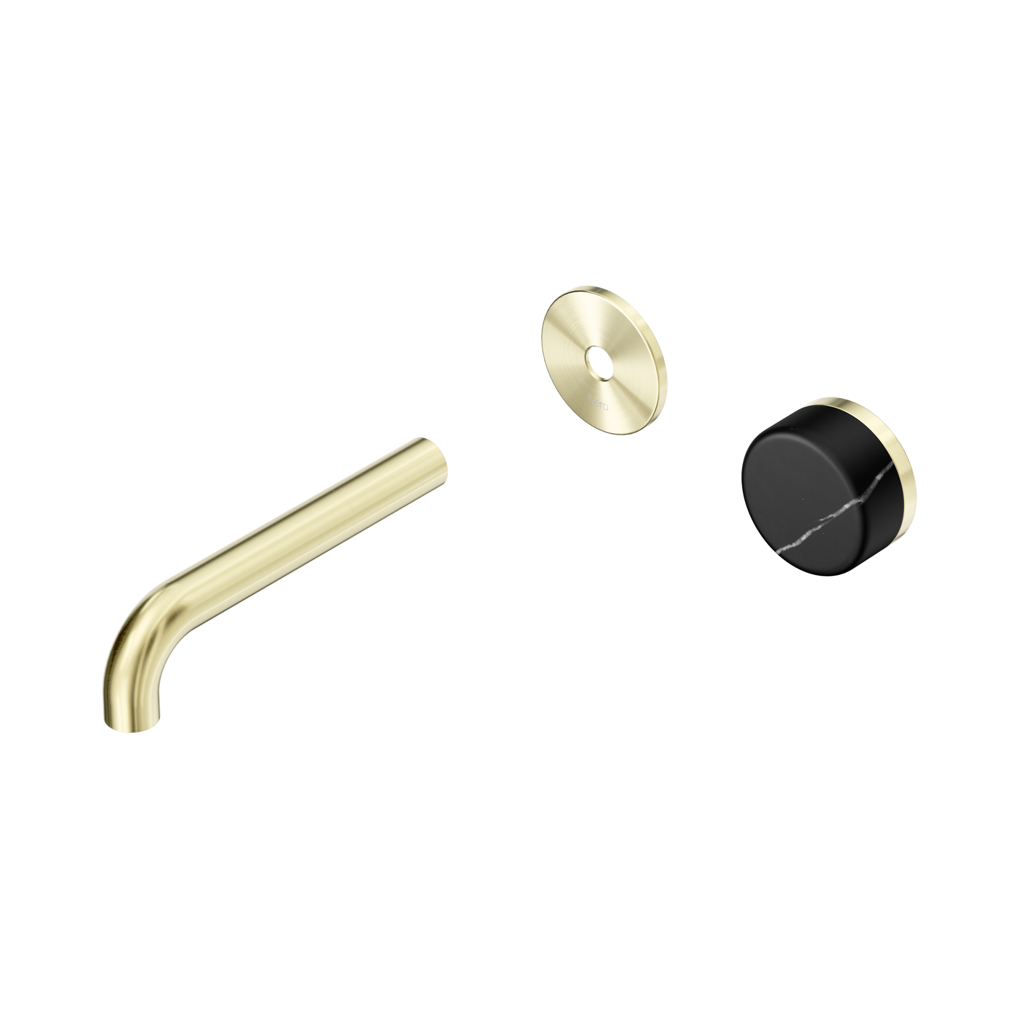 Nero Serenity Progressive Wall Basin Mixer 160mm Spout With Marquina Black Handle Trim Kit Only, Brushed Gold
