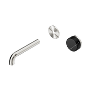Nero Serenity Progressive Wall Basin Mixer 160mm Spout With Marquina Black Handle Trim Kit Only, Brushed Nickel