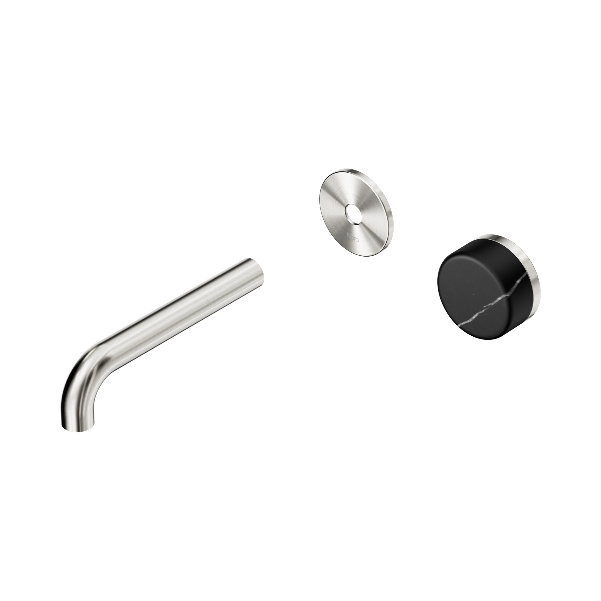 Nero Serenity Progressive Wall Basin Mixer 160mm Spout With Marquina Black Handle Trim Kit Only, Brushed Nickel