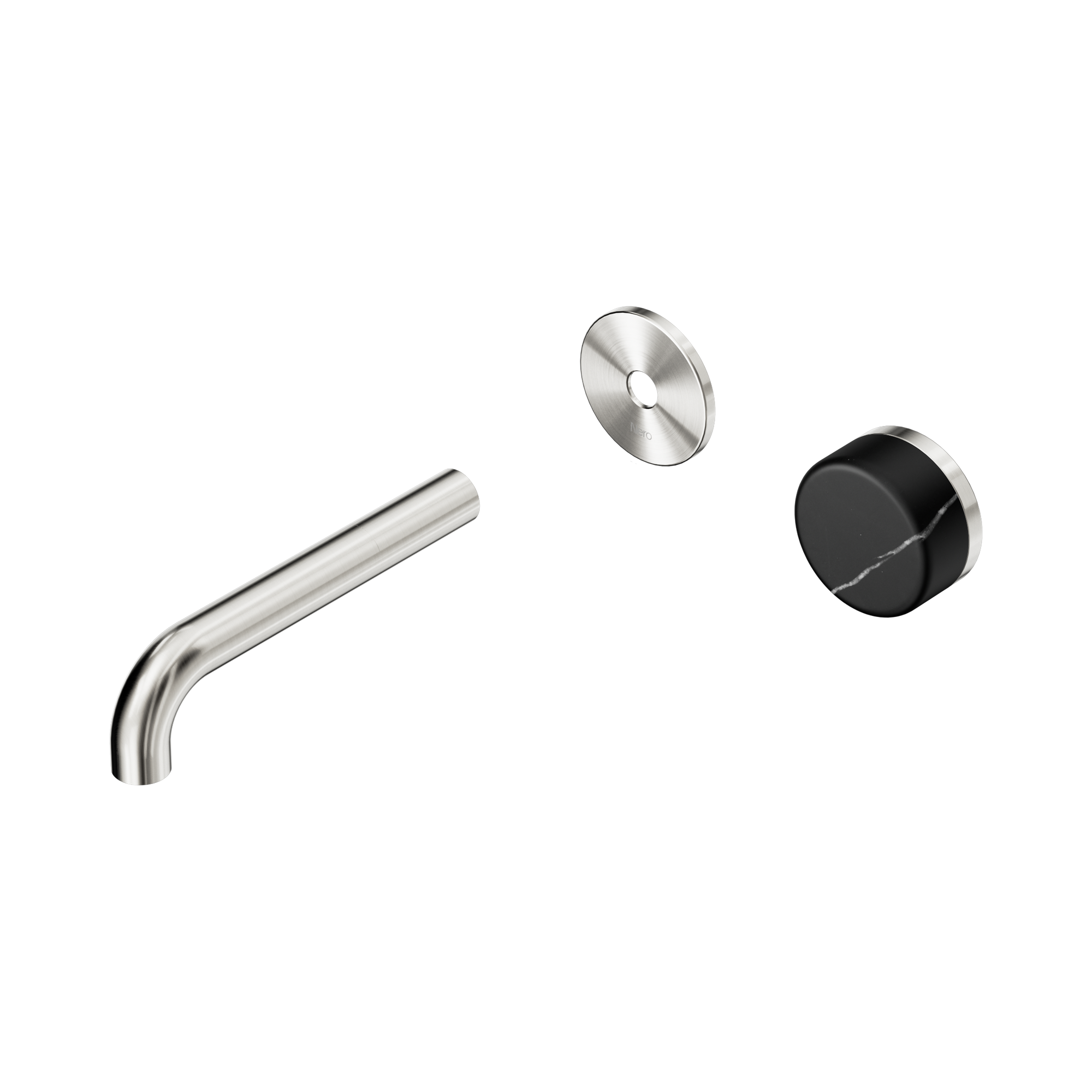 Nero Serenity Progressive Wall Basin Mixer 160mm Spout With Marquina Black Handle Trim Kit Only, Brushed Nickel