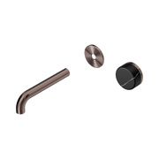 Nero Serenity Progressive Wall Basin Mixer 160mm Spout With Marquina Black Handle Trim Kit Only, Brushed Bronze